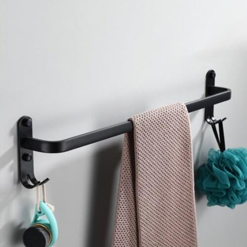 Bathroom Towel Holder Towel Rack Hanger Waterproof Wall Mounted Single Bar Hanging Rack Organizer Kitchen Bathroom Storage Shelf