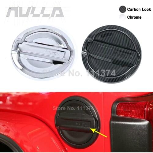 Carbon Look Chrome Car Oil Fuel Tank Cap Protect Decor Cover Trim For Jeep Wrangler JL 2018 2019 2020 Car Exterior Accessories