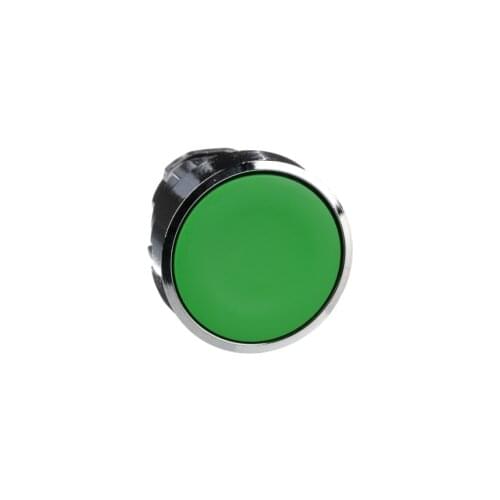 ZB4BA3 Push button head, metal, flush, green, Ø22, spring return, unmarked