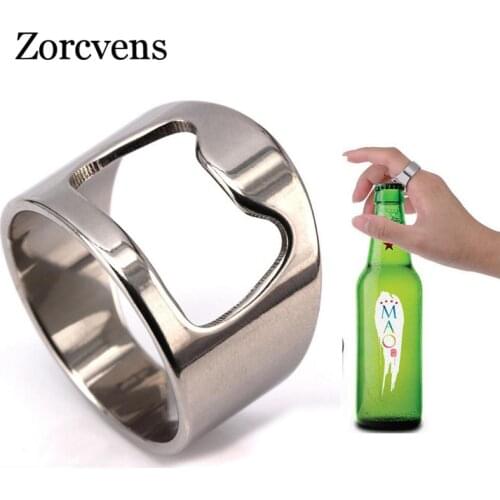 ZORCVENS New Arrival Unique Creative Versatile Stainless Steel Beer Bottle Opener Bar Tool Ring for Men
