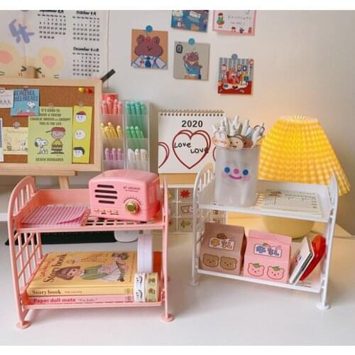 Cosmetic Jewelry Double-layer Folding Storage Rack Simple Household Desktop Bathroom Rack Storage RackOffice Storage Rack