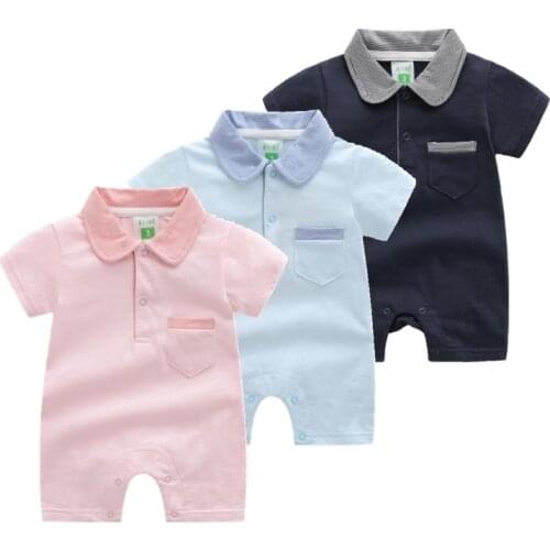 Baby Costume Summer 2021 Twin Baby Baby Boys Girls Romper Cottom Short Sleeve Solid Color Baby Boy Jumpsuit For 0-2y Infant Baby