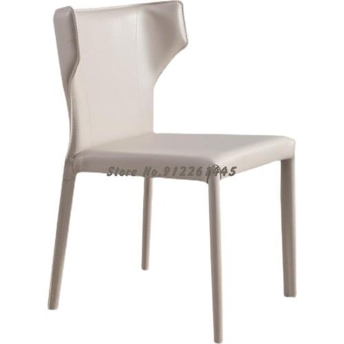 Nordic saddle leather dining chair light luxury modern stool simple Italian desk chair back chair dining table chair home