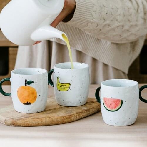 Creative Hand Painted Fruit Ceramics Mugs coffee mug Milk Tea office Cups Drinkware the Best birthday Gift for friends