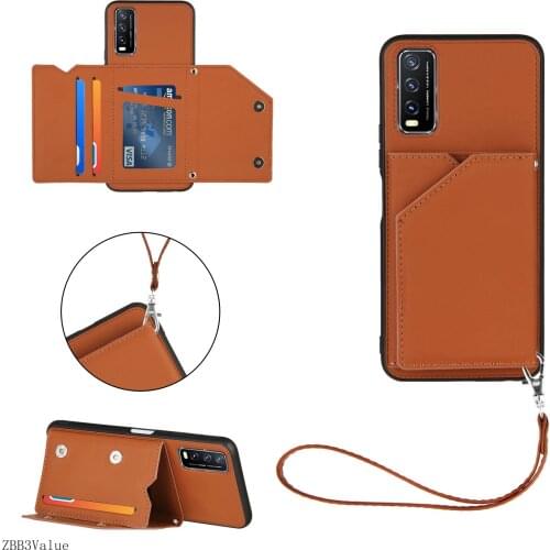 Lanyard Funda Flip Case for Vivo Y20 Y17 Y15 Y12 Y11 Y3 U10 Case Skin Feel PU Leather Card Slot Coque Phone Case for Vivo Y20