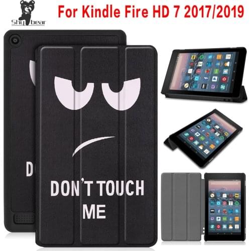 Magnetic Case for Kindle Fire HD 7 Inch 2017 2019 Released Auto/wake Tablet PU Leather Protective Cover Skin + Gifts