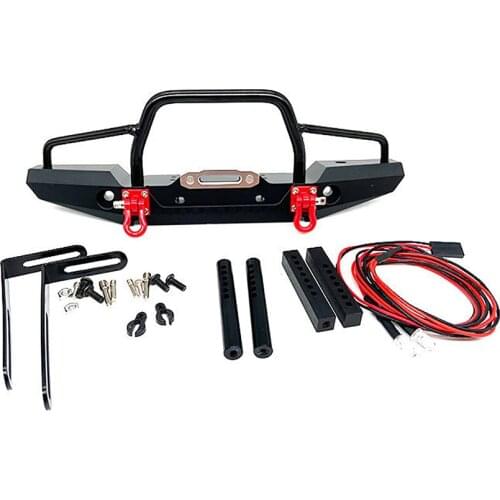 Metal Front Bumper with Winch & LED Light for Axial SCX10 90046 90047 for TRAXXAS TRX-4 1/10 Simulation Climbing RC Car