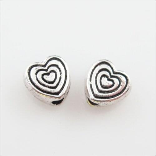 75Pcs Tibetan Silver Color Lovely Tiny Heart Spacer Beads Charms 6mm
