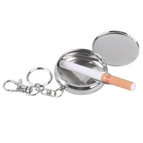 Fashion Portable Flower Pattern Mini Portable Pocket Stainless Steel Round Cigarette Ashtray