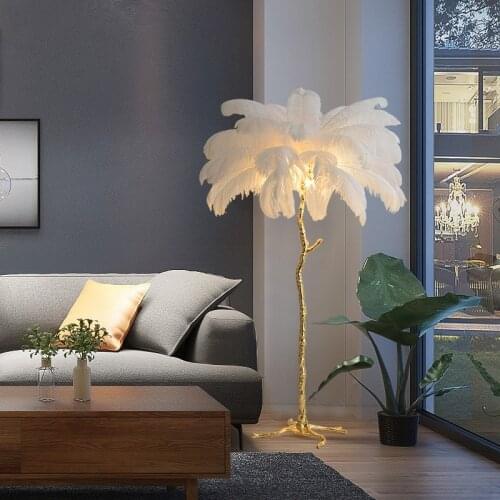 GY Feather Floor Lamp Living Room Bedroom Copper Ostrich Minimalist Table Lamp Decoration