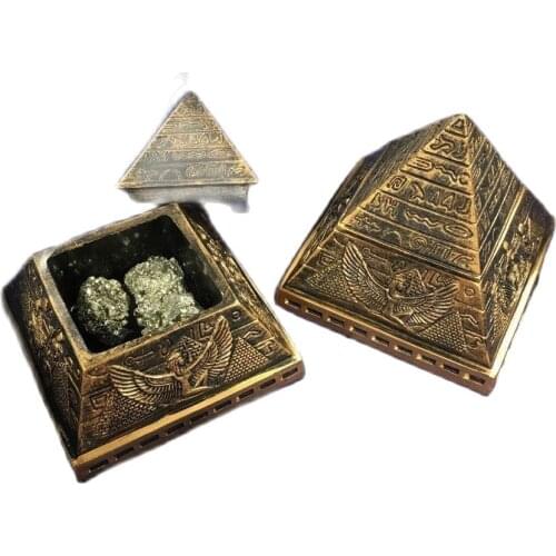 Natural Crystals Chalcopyrite Stones and Minerals Egyptian Pyramid Resin Jewelry Medicine Box Stone of Lluck Home Decoration
