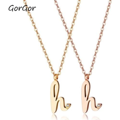GorGor New Arrivals Titanium Steel Rose Gold Letter Clavicle Chain Jewelry Necklaces for Fashion Women Creative Gift 1559