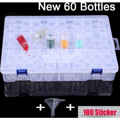New 60 Bottles 5D Diamond Painting Storage Box Tool Diamond Embroidery Accessories Hand Bag Zipper Container