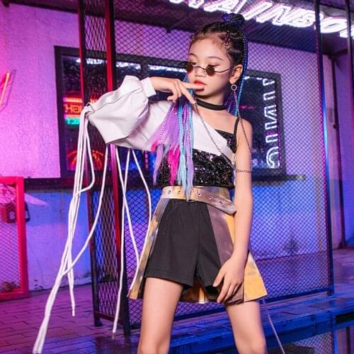 Fringe Hip-Hop Street Dancewear Performance Costume Sequins Girls Sets Fashion Jazz Dancer Outfit Cheerleader Uniform DL8384