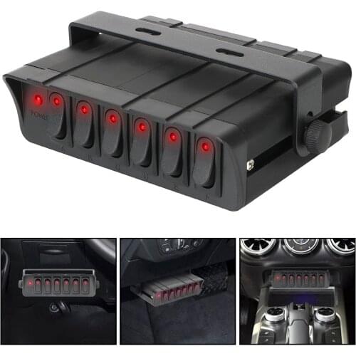 Switch Panel Waterproof with LED Light Indicator Universal 6 Gang Rocker Switch Box 12-24V 20A for Cars Vehicles Caravan