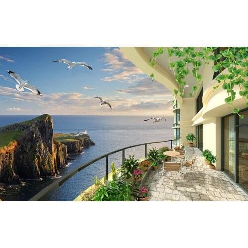 Landscape wallpaper murals Seaview 3D stereoscopic TV backdrop scenery 3d mural wallpaper