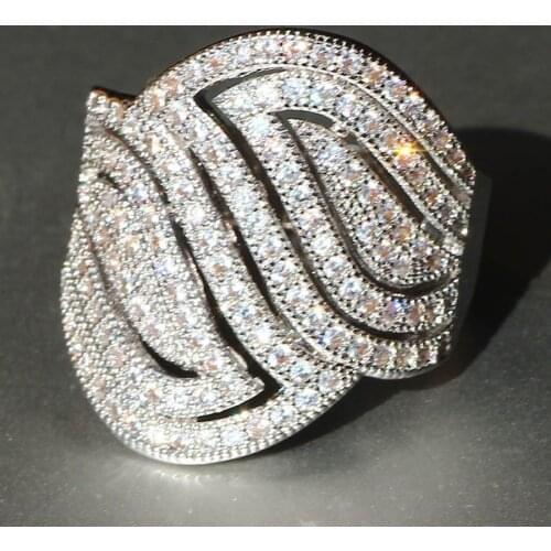 Size 5-12 High Quality Hollow Crystal Leaf Ring Hyperbole Design Anel All Match Jewelry Wholesale Lots&Bulk