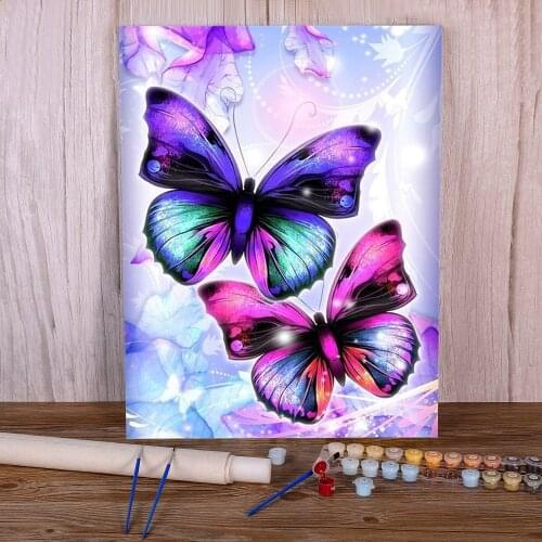 Butterfly And Flower Paint By Numbers Package Oil Paints 40*50 Oil Painting Home Decoration For Adults For Drawing Handiwork