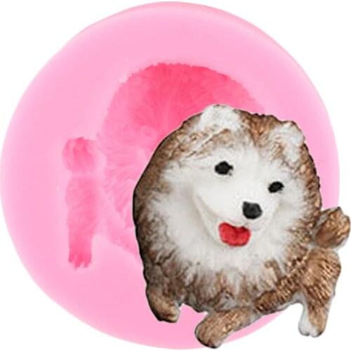Dog Silicone Mold Cupcake Topper Fondant Molds Birthday Party Cake Decorating Tools Chocolate Gumpaste Mould Candy Clay Moulds