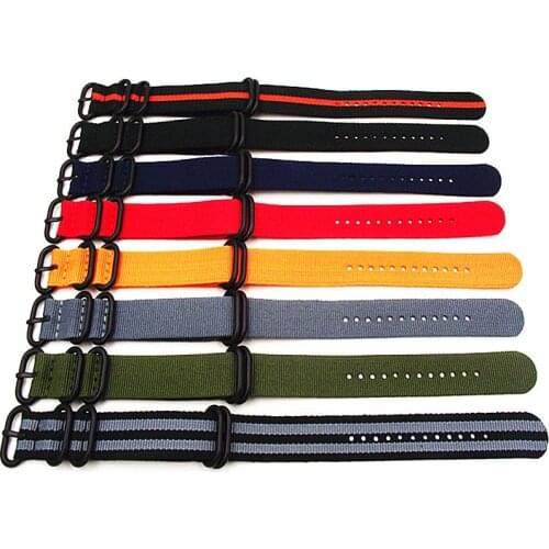 Wholesale 10PCS/lot Heavy duty nylon straps 18mm 20mm 22mm 24mm Nylon Watch band NATO strap zulu strap watch strap ring buckle