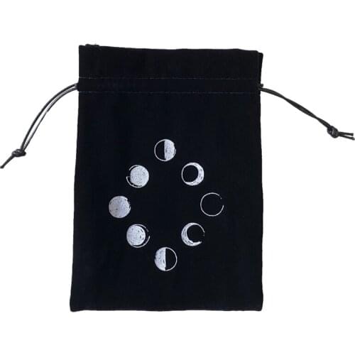 Yajom Tarot Cards Storage Bag Velvet,Moon Phase Oracle Card Bag Divination Board Game Accessories Mini Drawstring Package