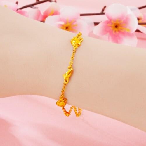 Gold Color Bracelets for Women Vietnam Sand Yuanbao Key Bracelet Fashion Jewelry Simple Crown Hand Chain Bracelet Femme pulseras