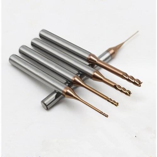 0.6MM 0.7MM 1MM 1.5MM 2MM 3MM 0.8MM 4MM HRC60 2/4Flutes CNC carbide Long neck Flat End Mills tungsten steel end mills cutters