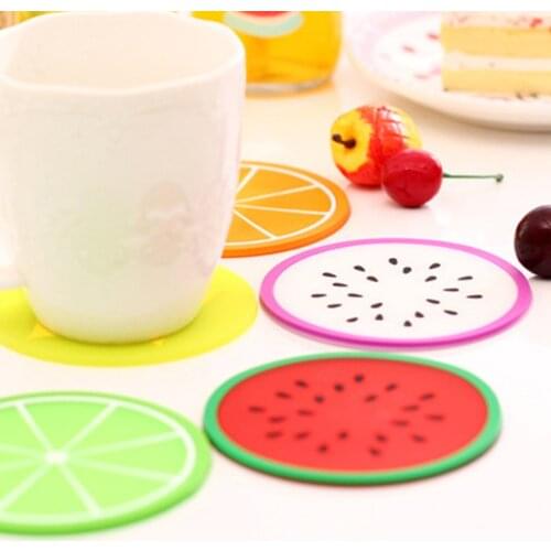 1PC New Creative Coaster Fruit Shape Silicone Cup Pad Slip Insulation Pad Cup Mat Pad Hot Drink Holder