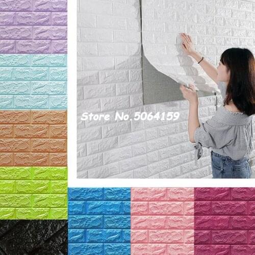 10pcs 70*77cm DIY Self Adhesive 3D Wall Stickers Bedroom Waterproof Foam Brick Room Wallpaper Decor Living Wall Sticker For Kids
