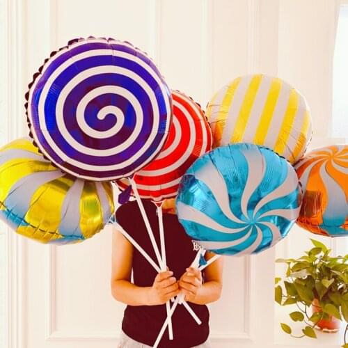 10pcs/lot colorful candy foil balloons 18 inch round lollipop aluminum balls wedding birthday baby party decoration