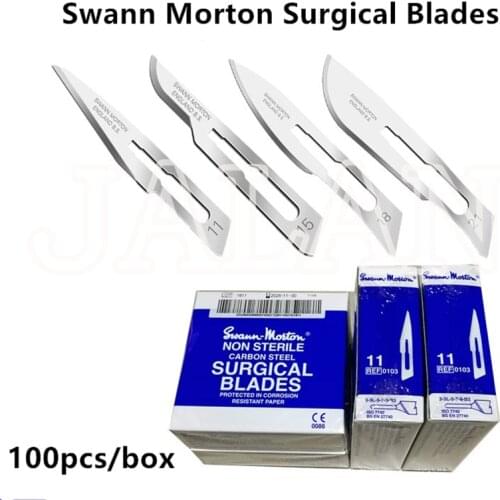 100pcs/box Swann morton Carbon Steel Scalpel Surgical Blade 12 15 15C 11 Motherboard IC PCB Fingerprint Cable Repair Knife Kit