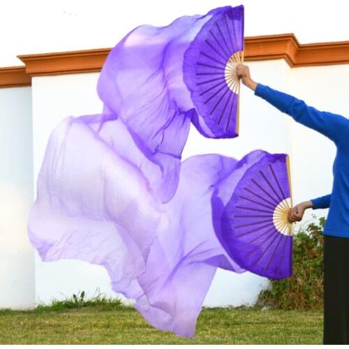 2016 High selling 100% Real Silk Veils 1 Pair handmade women Quality Silk Belly Dance Fan Dance Deep Purple purple 80*90 cm