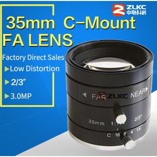 3.0 Mega Pixel C Mount 35mm 2/3" F1.4 FA / Machine Vision fixed focal length lenses Industrial camera manual Iris CCTV Lens