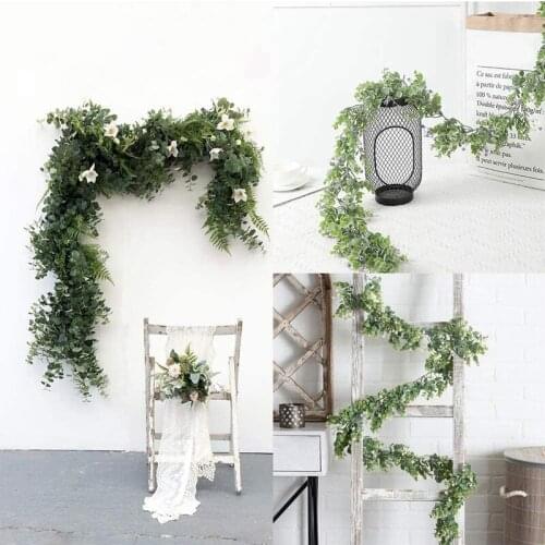 3 Pack Artificial Eucalyptus Garland Faux Vines Greenery Garland Wedding Backdrop Arch 6 Feet/Pcs Hanging Plant