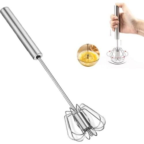 304 Stainless Semi-automatic Mixer Egg Beater Manual Self Turning Steel Whisk Hand Blender Egg Cream Stirring Kitchen Tools