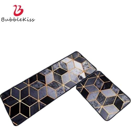 Bubble Kiss 3D Geometric Carpet Gray Blue Kitchen Mat Living Room Rugs Dining Table Home Bedroom Decor Anti-Slip Bedside Rugs