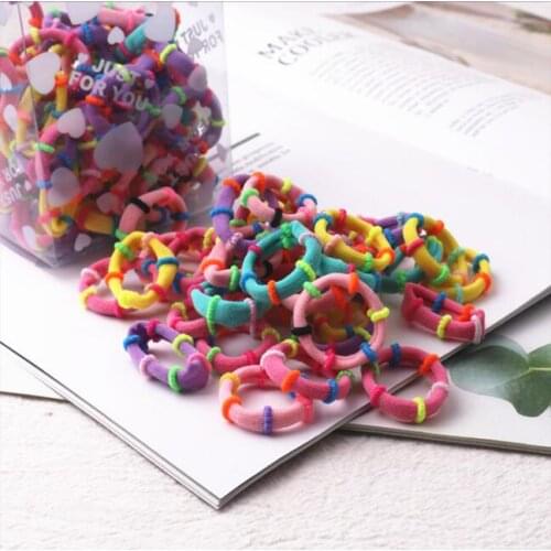 40set/lot 100pcs/set DIY Multi Fabrics Seamless Towel Hair Band Elasticity Rubber Band Hair Styling Tools Accessories HA1734