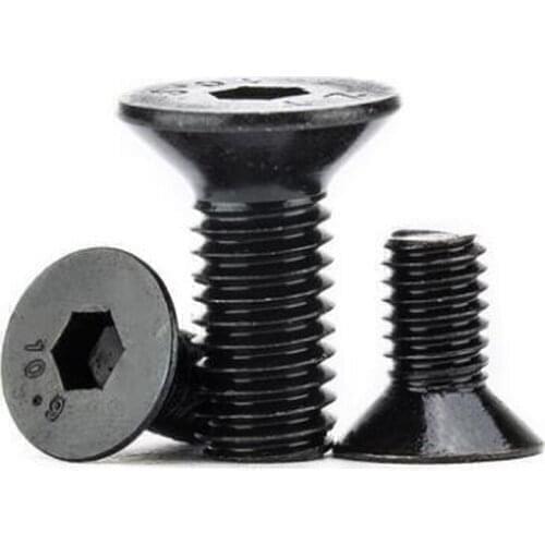 5pcs M10 10.9 Level Countersunk Head Hexagon Socket Screw High-Strength Flat Head Screw Flat Cup Bolt 20mm-100mm Black