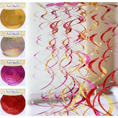 6Pcs/Pack Ceiling Hanging Swirl Decoration Metallic For Valentines Day Wedding Christmas New Year Birthday Party Decoration