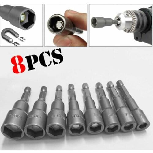 8pcs Set Hexagon Magnetic Ring Nut Driver Socket Metric Impact Drill Bit 6mm To 13mm Power Tool Accessories Toolbox Professional