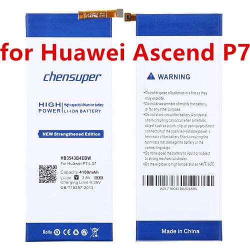 NEW 4100mAh HB3543B4EBW Battery for Huawei Ascend P7 Battery P7-L07 L09 L00 L10 L05 L11+Free tools