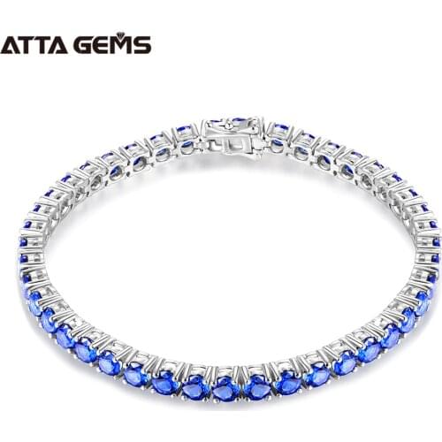 ATTAGEMS 2021 Luxury Solid 925 Sterling Silver Tanzanite Sapphire Spinel Gemstone Strand Bracelets Fine Jewelry Gift for Women