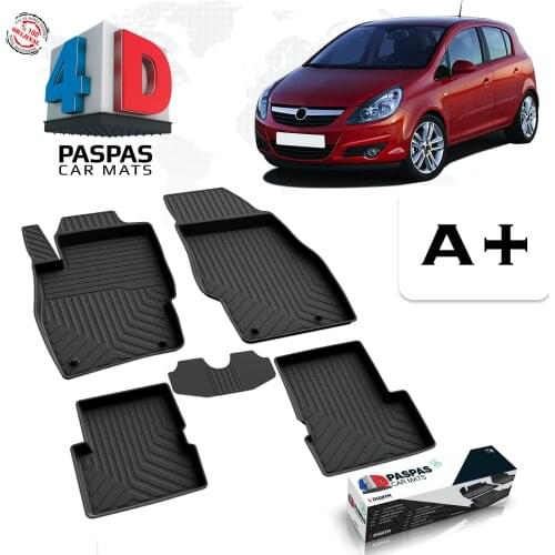 FOR Opel Corsa D BRAND CAR RUBBER MAT SPECIAL DESIGN ACCESSORY INDOOR BLACK COLOR ANTI-SLIP SOLES CARPET LUX 2007 2008 2009 MODEL