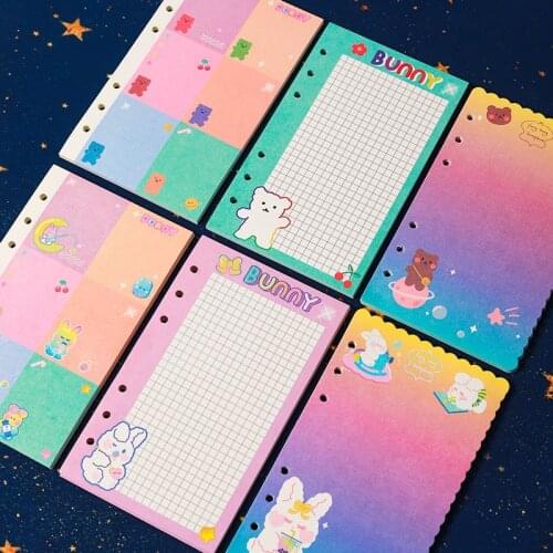 A4 Loose-leaf Paper Ins Wind Cartoon Loose-leaf Notebook Replacement Core 6-hole Color Notepad Hand Account Replacement Core