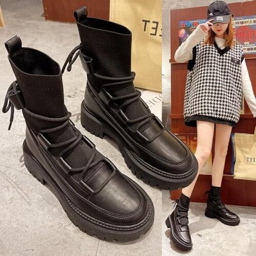 Martin boots female autumn British style thin section wild thin shoes breathable 2021 stretch short boots