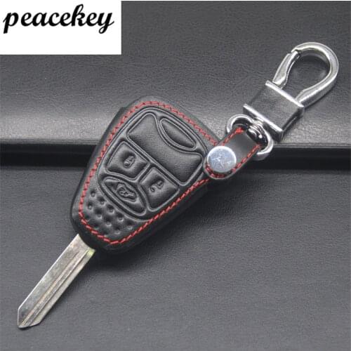Peacekey Car Keychain Leather Car Key Covers Case For Jeep Wrangler Grand for Chrysler 300 PT Car Parts Accessories