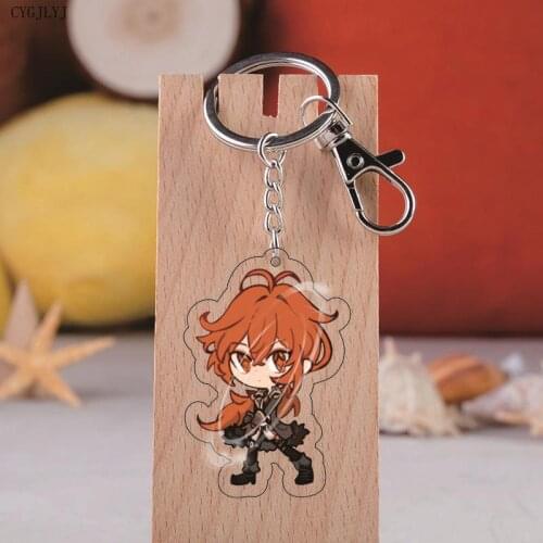 Anime Genshin Impact Zhongli Diluc Keychain Cosplay Cute Game Character Venti Paimon Tartaglia Mona Acrylic Key Chain Wholesale