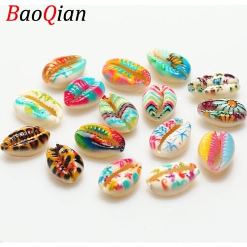 20pcs/lot Color Printing Flower Natural Shell Loose Spacer Beads For Jewelry Making Diy Charm Necklace Bracelet Accessory