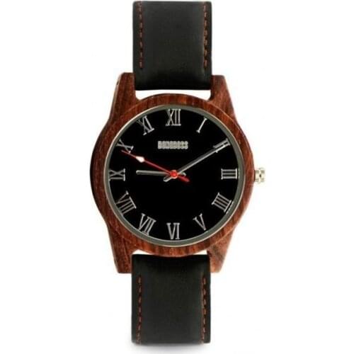 Watch Wood Rosal and Black Leather Strap Hicka