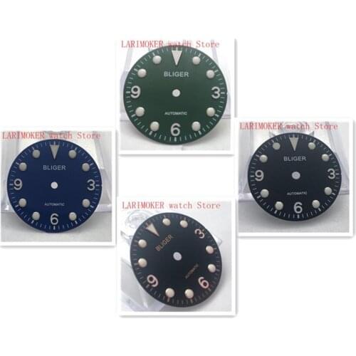 BLIGER 29.2mm aseptic black blue green watch dial suitable for ETA 2824 2836 Miyota 8205 8215 821A Mingzhu DG 2813 3804 movement